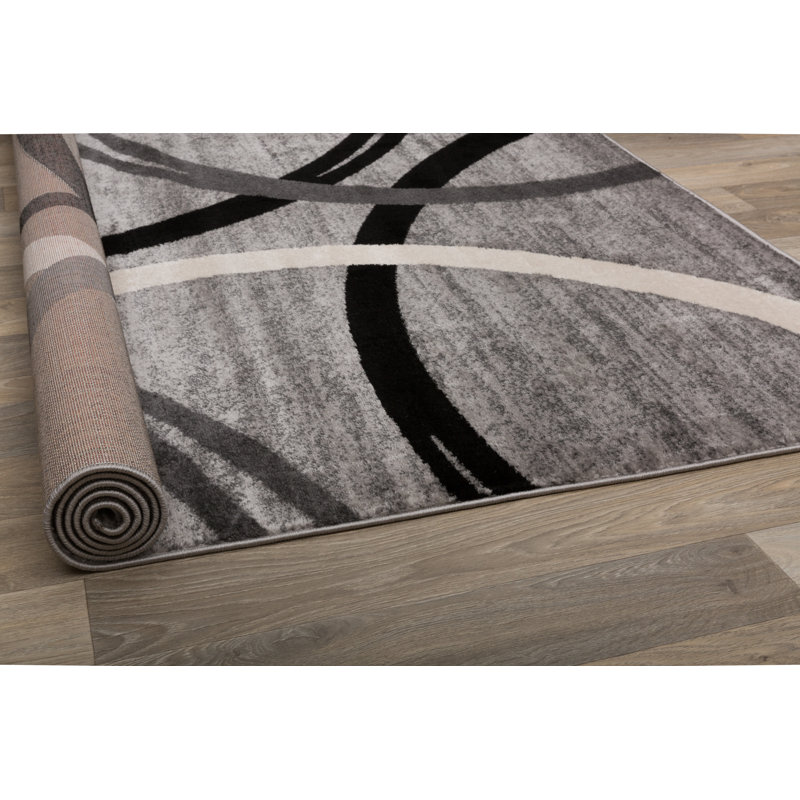 Ebern Designs Devonshire Abstract Gray/Black/Ivory Area Rug & Reviews Wayfair